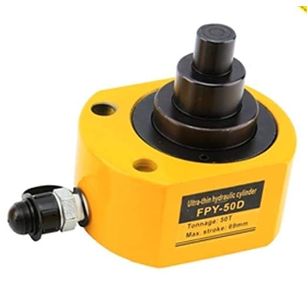 VOLTZ FPY-50D With CP-700 Hand Pump 50 ton Low Profile Hydraulic Ram Jack Multi-Section Stoke 65mm(2.56inch) Mini Protable Hydraulic Cylinder Industrial Super Thin Lifting Jack, not for Car (50T)