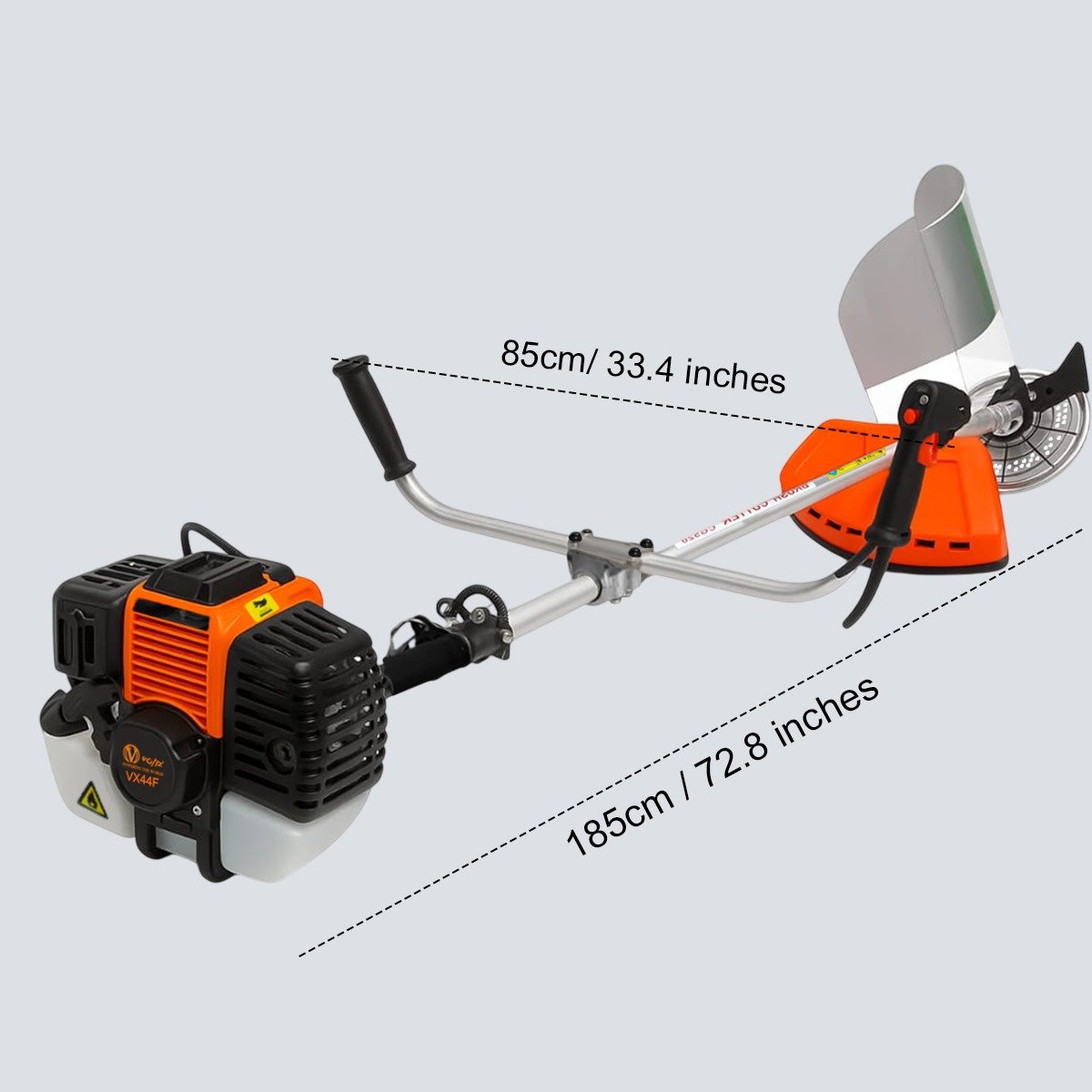 VOLTZ VX44F Brush Cutter 2 Stroke Side Pack Cutter Machine 52cc Extra Power Torque Engine | with Heavy Duty 80 Teeth, 3 Teeth Blades and Tap & Go for Grass Trimming, Lawn Cutting, etc (Fuel Power)