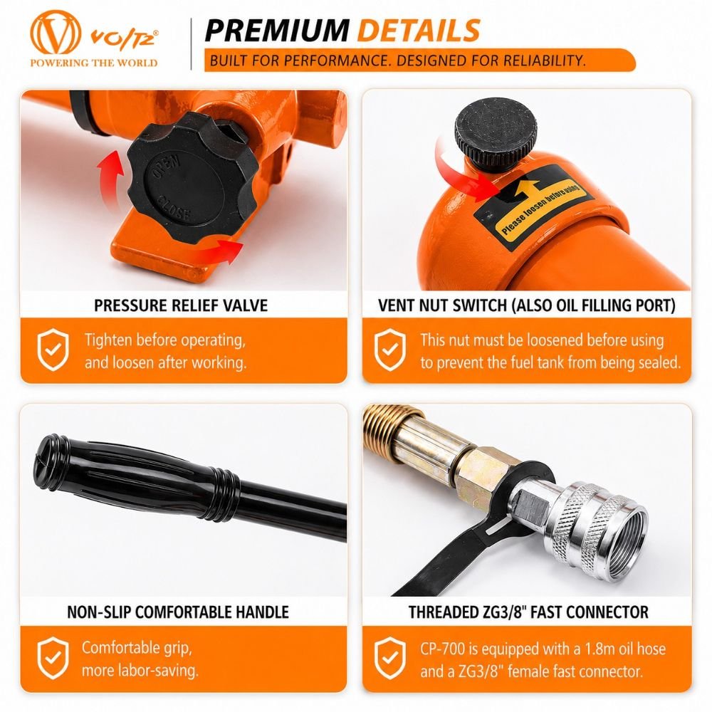 VOLTZ VBC-200 Hydraulic Copper Busbar Cutter Bus Bar Aluminum cutting Tool Sets for 12mm Max of Sheet with CP-700 Manual Hydraulic Pump(35Ton)