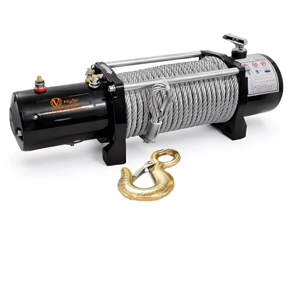 VOLTZ EWS-9500U 12VDC Electric winch with steel rope (5443kg) single line, battery-operated Remote control winch Cable (28.5M/9.3mm) alloy steel