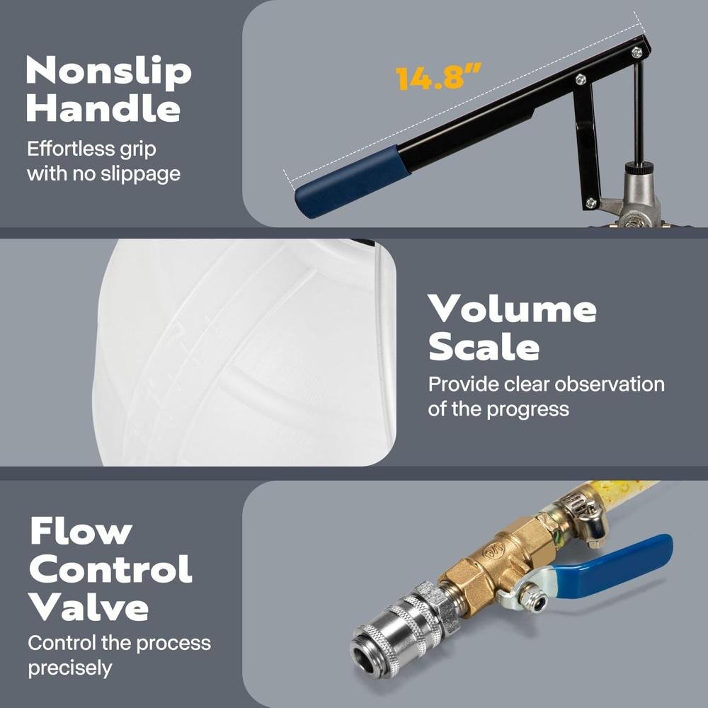 VOLTZ VZ-9023 7.5L Pneumatic brake fluid bleeder kit ATF Oil Change Tool Manual ATF Refill System Dispenser Auto Transmission Fluid Oil and Liquid Filler Pump Kit with ATF Filler Adapters