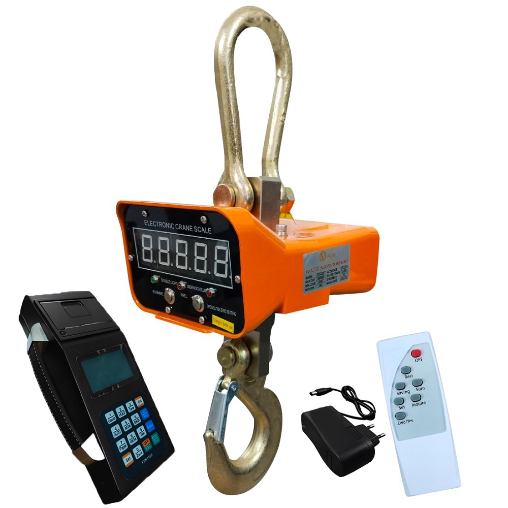 VOLTZ VZ-CS 10 Ton Digital Scale With YTK-1100 Handheld Data Printing Instrument 22000lb/10000Kg Digital Hanging Scale Industrial Heavy Duty Crane Scale with Remote Control