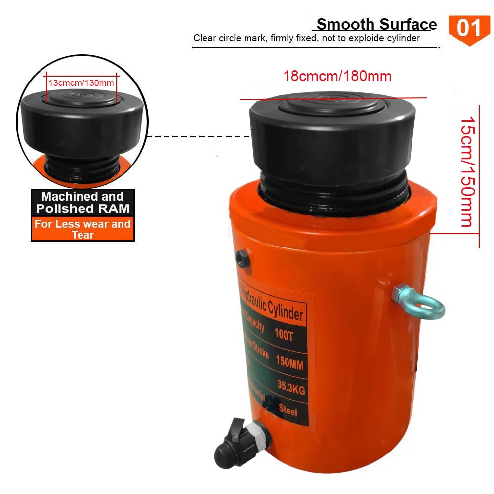 VOLTZ VZ-SN-100150 Hydraulic Lifting Jack with CP-700A Hydraulic Pump Single Acting Lock Nut lifting Stroke 150MM Lift Cylinder Jack Solid 100TON (6inch)