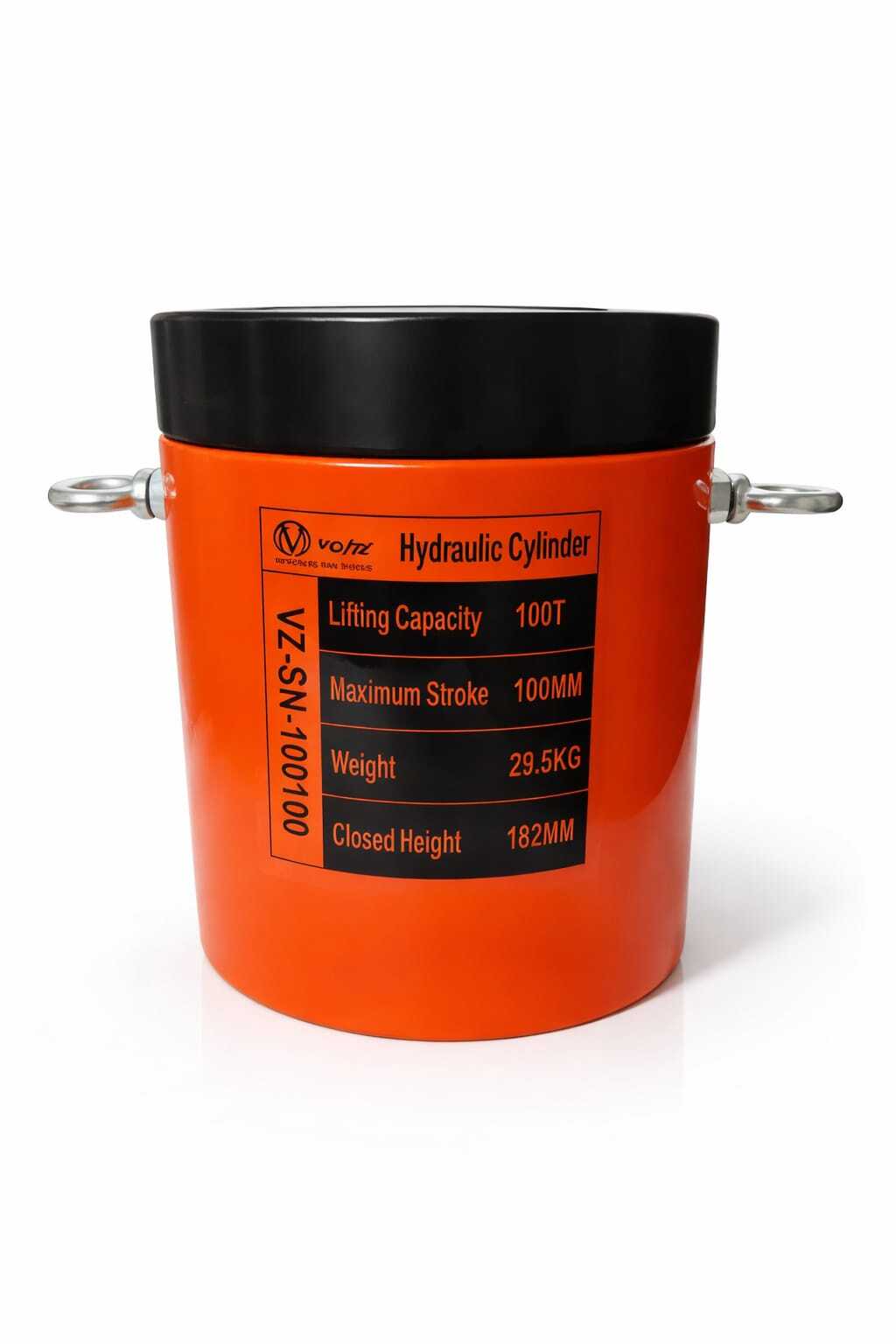 VOLTZ VZ-SN-100100 Hydraulic Lifting Jack with CP-700A Hydraulic Pump Single Acting Lock Nut lifting Stroke 100MM Lift Cylinder Jack Solid 100TON (4inch)