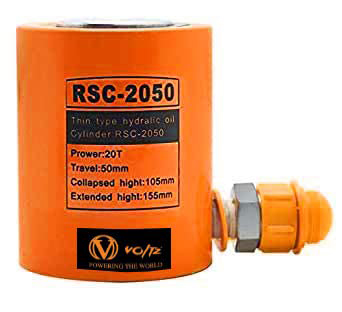 VOLTZ RSC-2050180B Hydraulic Cylinders Jack Solid with Hand pump Pressure Gauge Single Acting Hydraulic Ram Cylinder 50mm Hydraulic Lifting Cylinders (20T 2Inch)