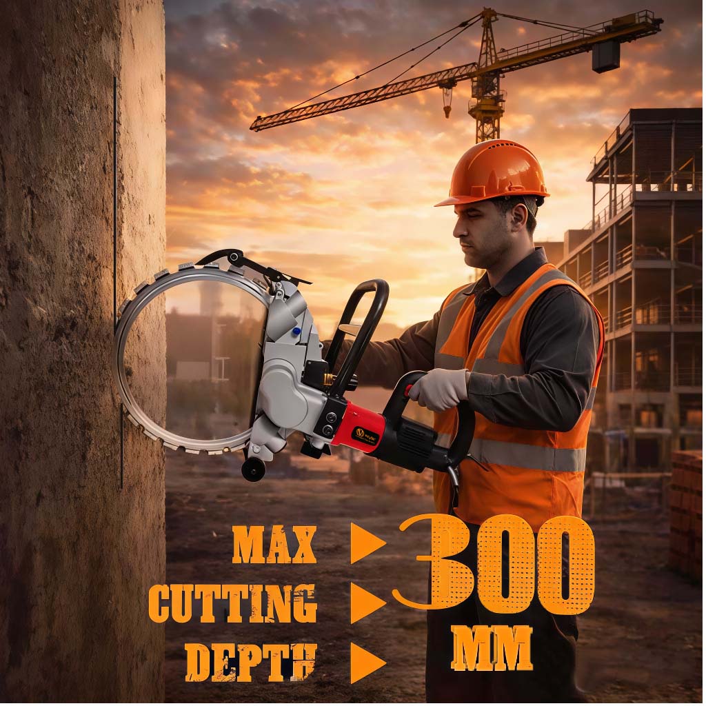 VOLTZ BL-410 Brushless Wall Chaser 8500W | 16-Inch (410mm) Saw with Water Line | 2000RPM, 300mm Cutting Depth Diamond Cutting Blade 220V Wall, Marble, Concrete Cutter Machine