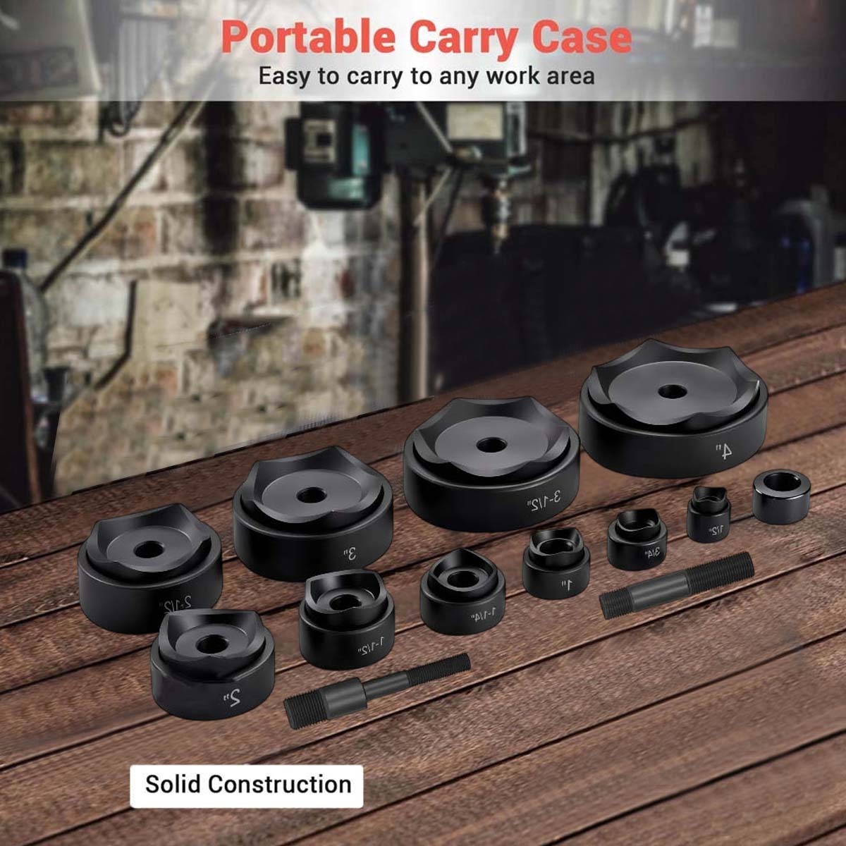 VOLTZ-TPA-12 Hydraulic Knockout Metal Hole Punch Driver Kit Electrical Conduit Hole Cutter Set Metal Sheet Puncher Cutter Dies 1/2 to 4 inch (TPA-12 Orange)