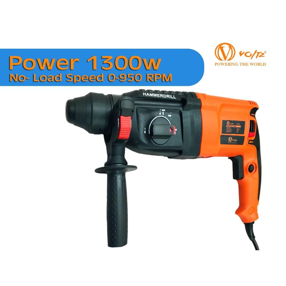 VOLTZ VZ-RH26 Rotary Hammer with 3 Modes, 1300W, Copper Armature, SDS Plus Chuck :26 mm, 950 RPM, Impact Energy 3J with Vibration Control Selector with Forward/Reverse Switch