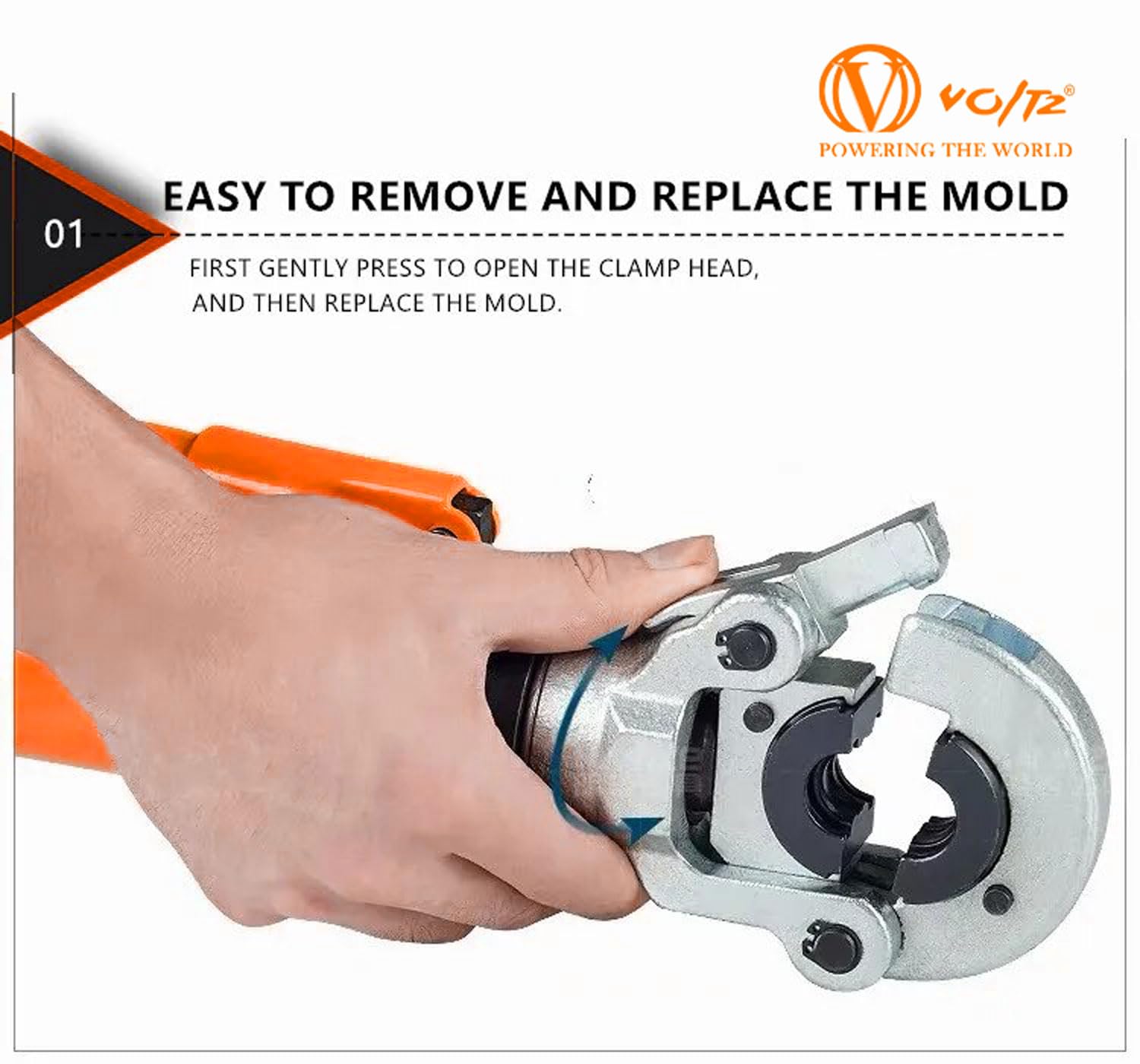 VOLTZ VZ-CW1632 Hydraulic Crimper Range 16mm to 32mm 8 Tons Stroke Hydraulic Crimping Tool suitable for crimping PPR, PEX, PB, PE, PAP pipes and multi-layer pipes