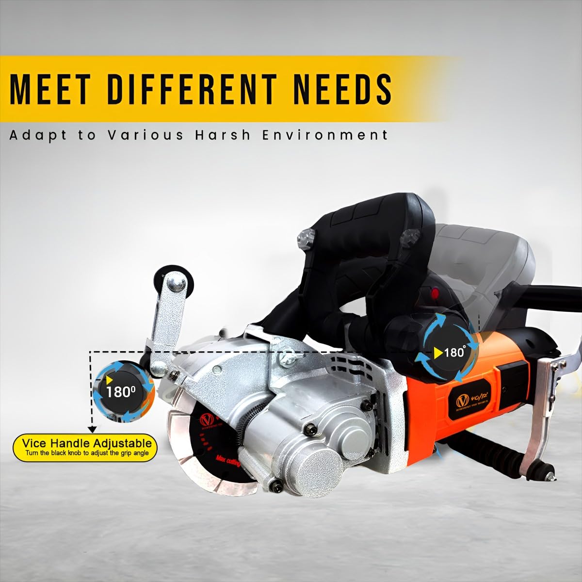 VOLTZ WC-133X Electric wall chaser machine 6000W with 5 Blade groove cutting machine slotting electric wall chaser 220V, 6500RPM marble cutter Machine