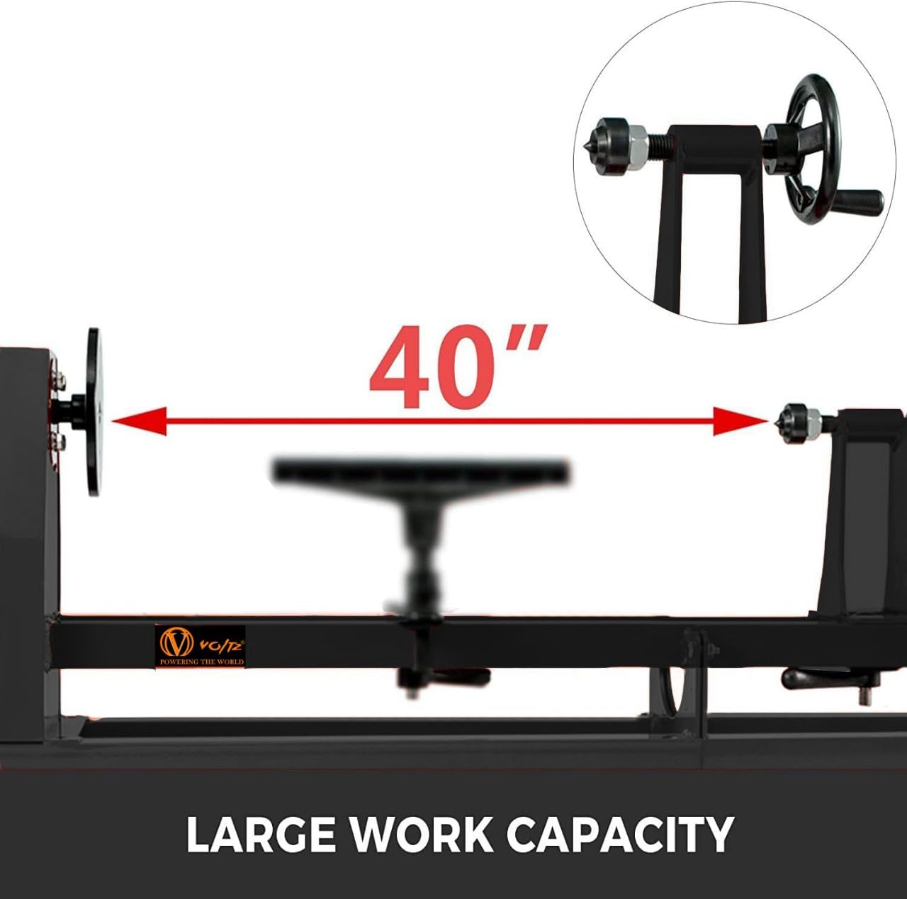 VOLTZ  MCS-1000/1 Wood Lathe Machine 4 Speeds 890/1260/1760/2600 RPM 400W Wood Lathe Machine for High Speed Sanding and Polishing of Finished Work (14 x 40 Inch)