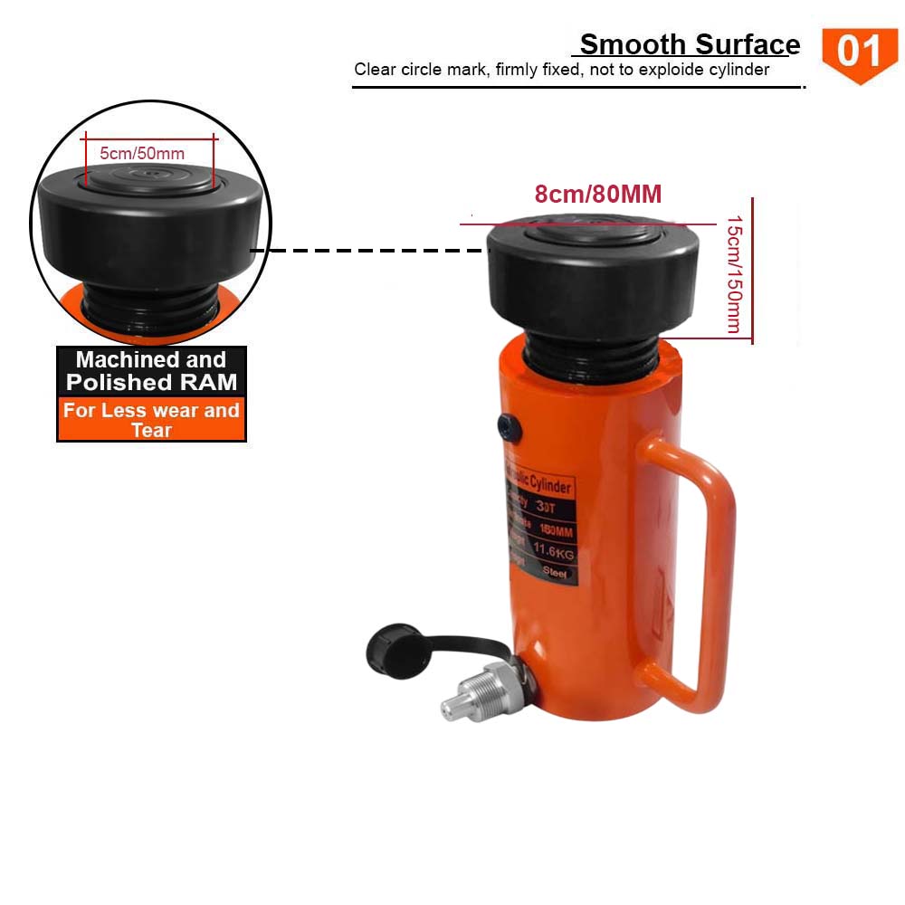 VOLTZ VZ-SN-30150 Hydraulic Lifting Jack with CP-700 Hydraulic Pump Single Acting Lock Nut lifting Stroke 150MM Lift Cylinder Jack Solid 30TON (6inch)