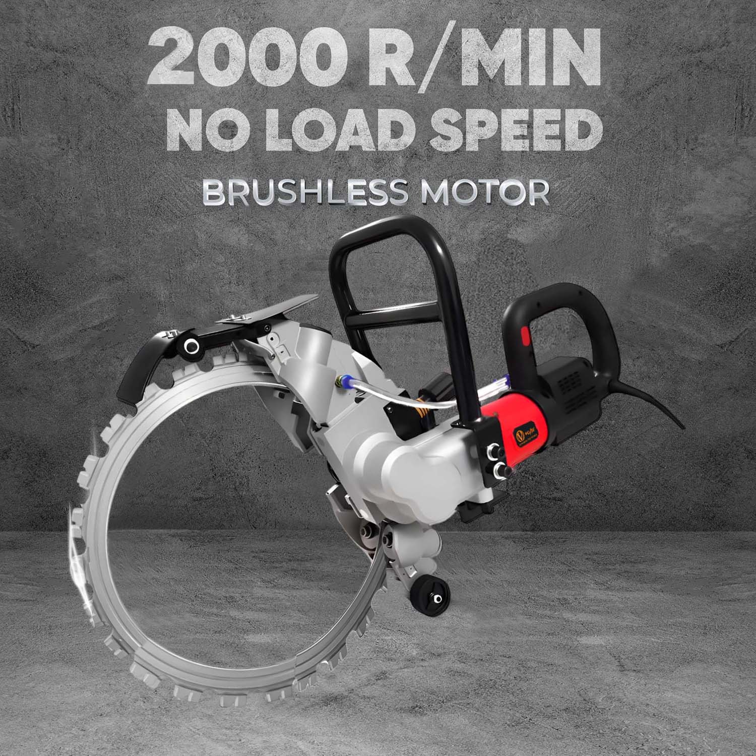 VOLTZ BL-410 Brushless Wall Chaser 8500W | 16-Inch (410mm) Saw with Water Line | 2000RPM, 300mm Cutting Depth Diamond Cutting Blade 220V Wall, Marble, Concrete Cutter Machine