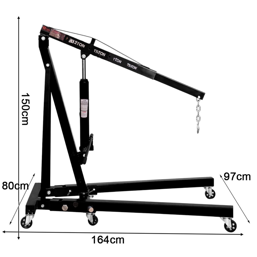 VOLTZ VZ-2 Ton Alloy Steel Engine Hoist Folding Hydraulic Cherry Picker Shop Crane 4400 Ib Lift heavy duty Shop Crane With Wheels Engine Crane 90kg(Black)