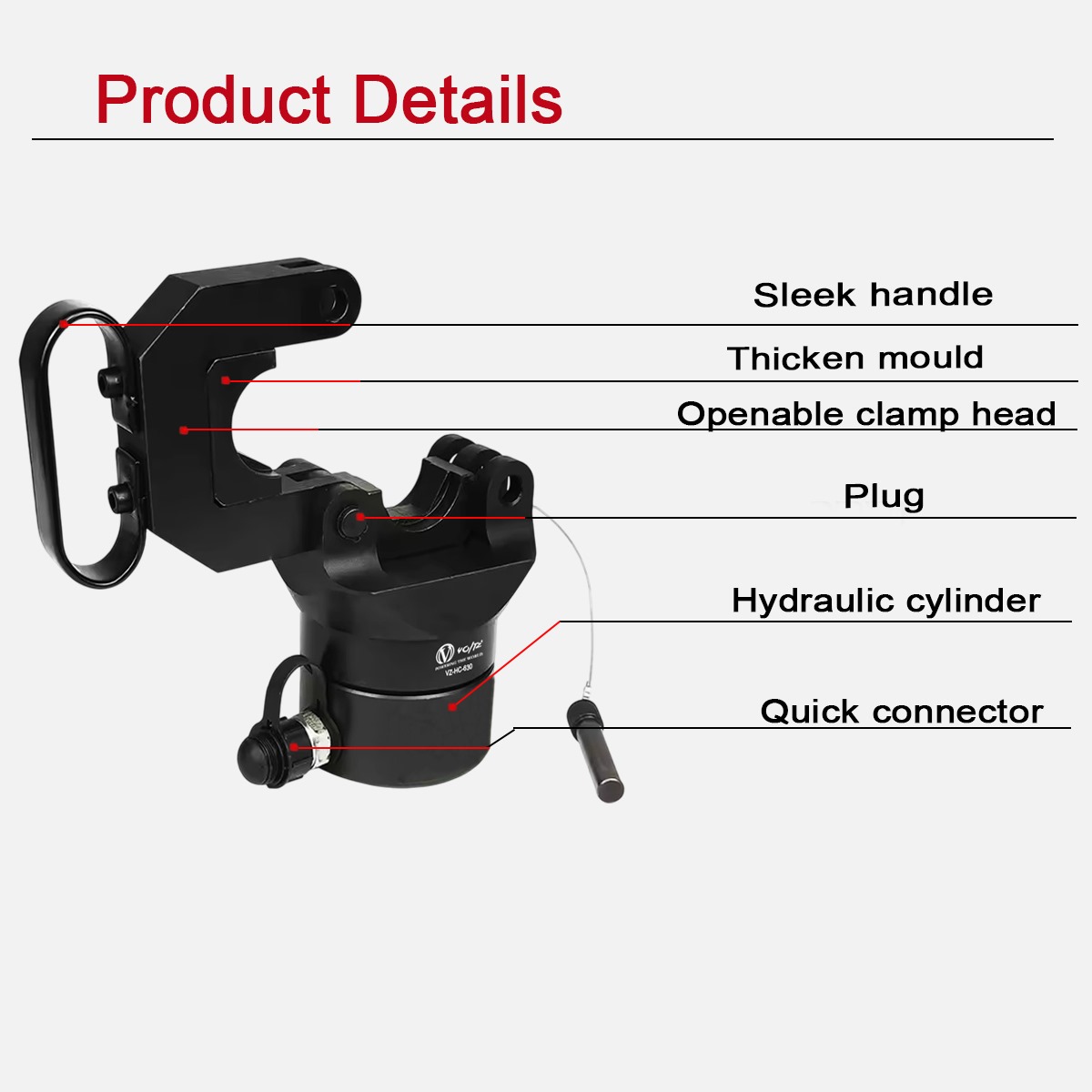 VOLTZ HC-630 + CP-700 hydraulic crimping tool with Hand Pump Head 150, 185, 240, 300, 400, 500, 630 DIE FOR CRIMPING COPPER AND ALUMINIUM TERMINAL CABLE LUGS WITH OIL SEAL Manual Hydraulic Crimper