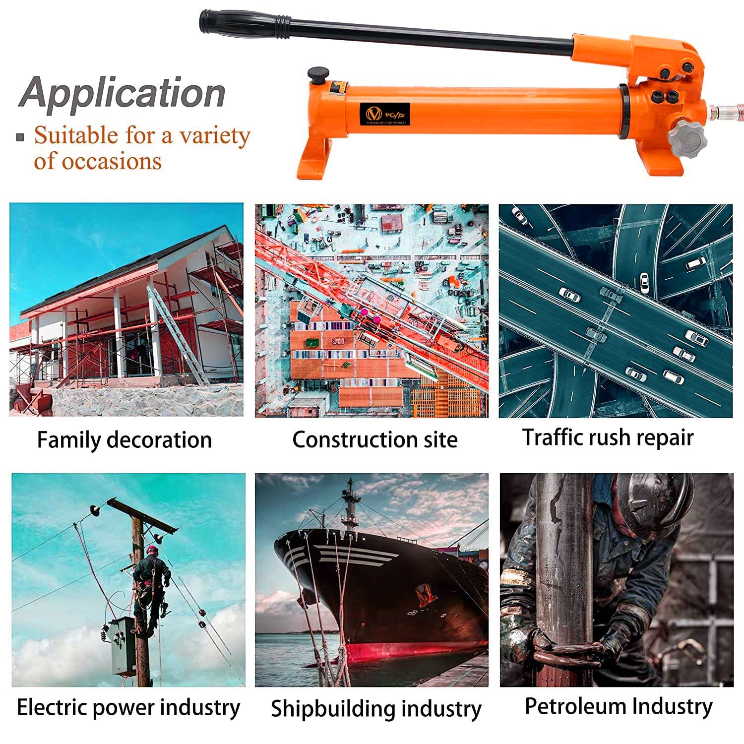 VOLTZ  RSC 5050700 Hydraulic cylinders 50T 2Inch Stroke Hydraulic Cylinder Jack Solid With Hand pump Single Acting Hydraulic Ram Cylinder 50mm Hydraulic Lifting Cylinders (50T 2Inch)