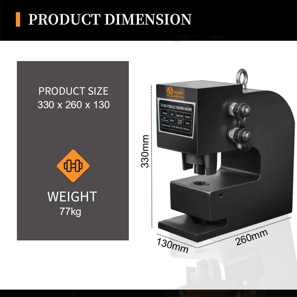 VOLTZ CH-80 Hydraulic  Hole Punching Tool with VZ-CP-800S Hand Pump 50T Hole Digger Force Puncher Smooth Hole Puncher for Iron Plate Copper Bar Aluminum Stainless Steel