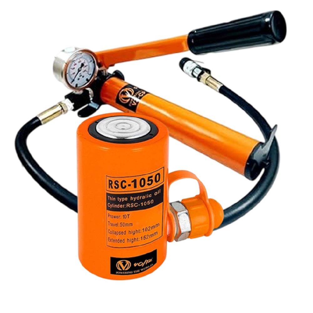 VOLTZ RSC-1050180B Hydraulic cylinders 10T 2Inch Stroke Hydraulic Cylinder Jack Solid with Hand pump Single Acting Hydraulic Ram Cylinder 50mm Hydraulic Lifting Cylinders (10T 2Inch)