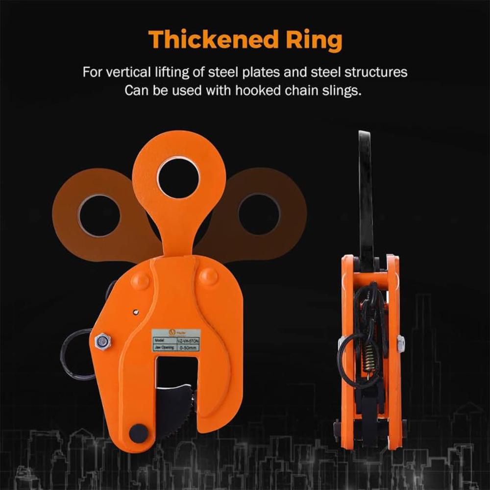 VOLTZ VZ-VH-5Ton Plate Lifting Clamps 0-50mm Jaw Opening, 11000lbs Plate Clamp, 5T Vertical Lifting Hooks for lifting steel plates, Jaw Opening up to 2 inch Welding clamps, for Lifting and Building