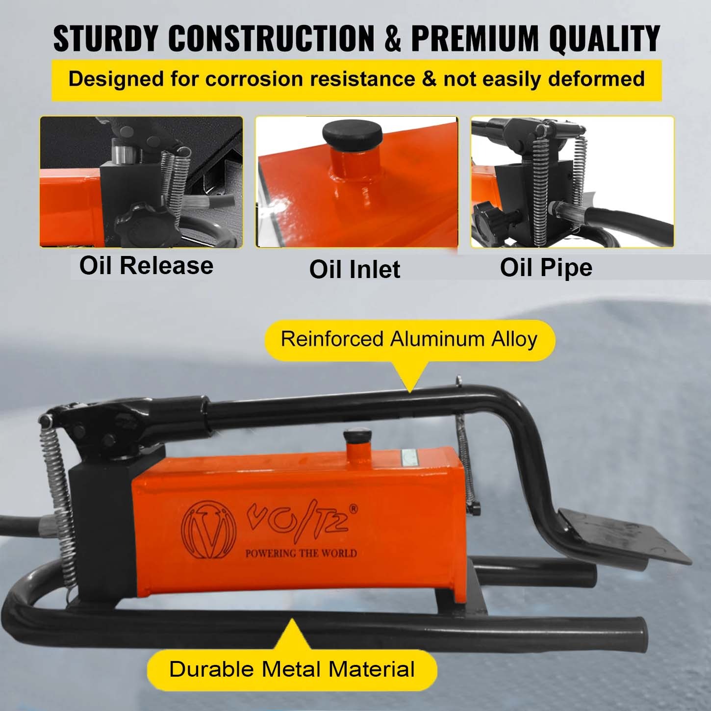 VOLTZ VZ-FP-700 Hydraulic Foot Pump Manual Operated Single Acting Industrial Foot Pump Tool Indoor and Outdoor