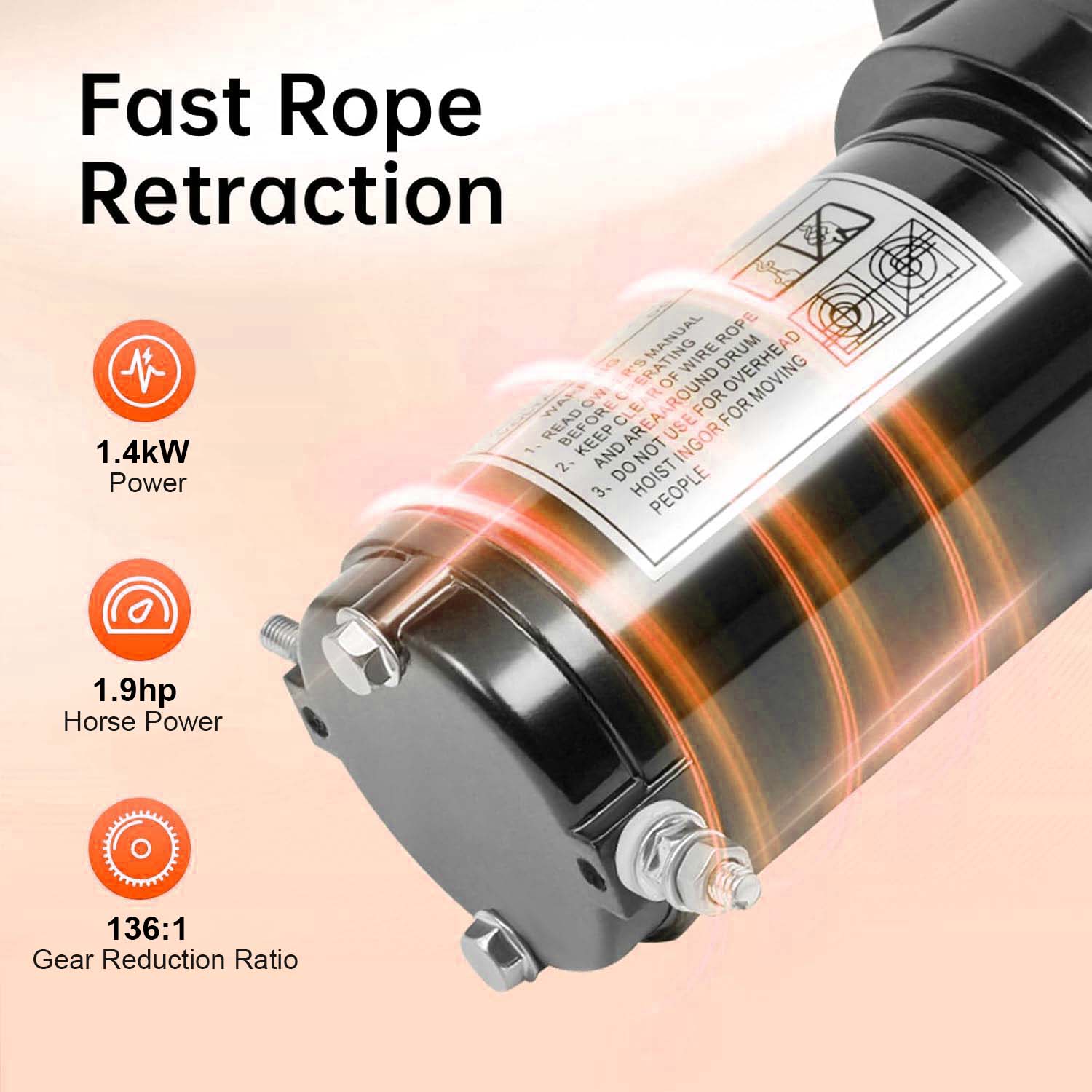 VOLTZ VZ-4500LBS 12V Electric winch with steel rope (2041kg) single line, battery-operated Remote control Cable (10M)/5.3mm alloy steel