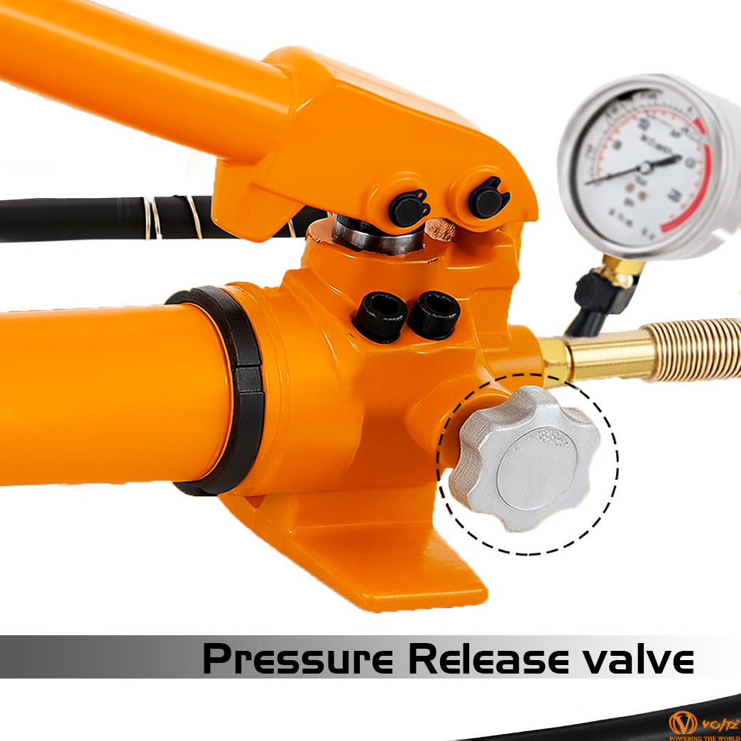 VOLTZ VZ - RSC-10150 Hydraulic Lifting Jack with CP 700B Hydraulic Pressure Gauge Pump Single Acting Ram 150mm Lifting Hydraulic Cylinder Jack Solid with Hand Pump 10 TON (6inch)