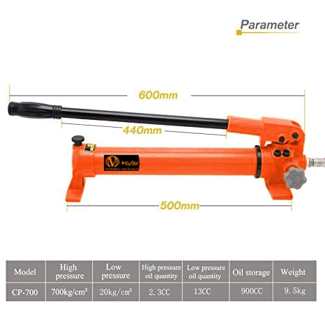 VOLTZ CH-60 + CP-700 Hand Pump Hydraulic Knockout Punch Tool 31 Ton Hole Digger Force Puncher Iron Plate Max 10mm Thickness Hole Punching Machine