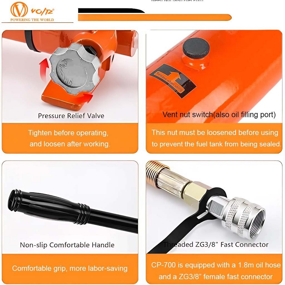 VOLTZ VZ-SN-50100 Hydraulic Lifting Jack with CP-700A Hydraulic Pump Single Acting Lock Nut lifting Stroke 100MM Lift Cylinder Jack Solid 50TON (4inch)