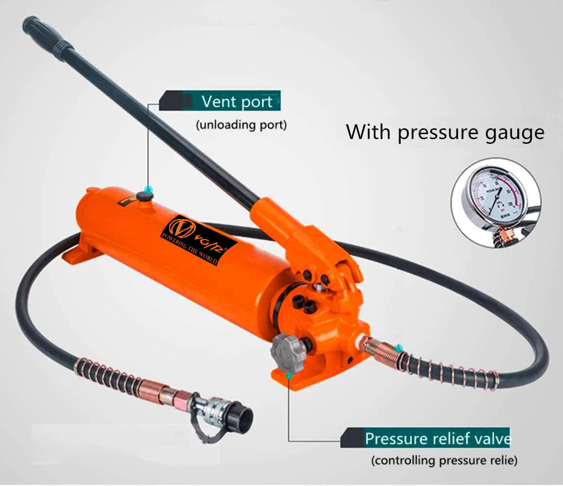VOLTZ VZ-RSC-200100 Hydraulic Lifting Jack with CP 700A Hydraulic Pump Single Acting Ram 100mm Lifting Hydraulic Cylinder Jack Solid with Hand Pump 200 TON