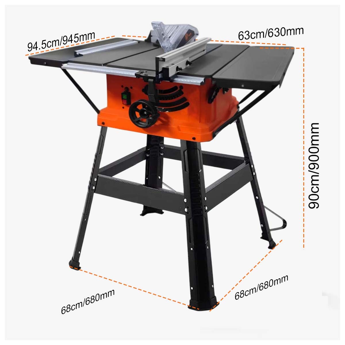 VOLTZ VZ-WTS254 Electric Wood Table Saw 2400W Speed 5300RPM Portable Steel Body With Metal Stand & Sliding Miter Gauge Blade 254mm, 60T Table Saw