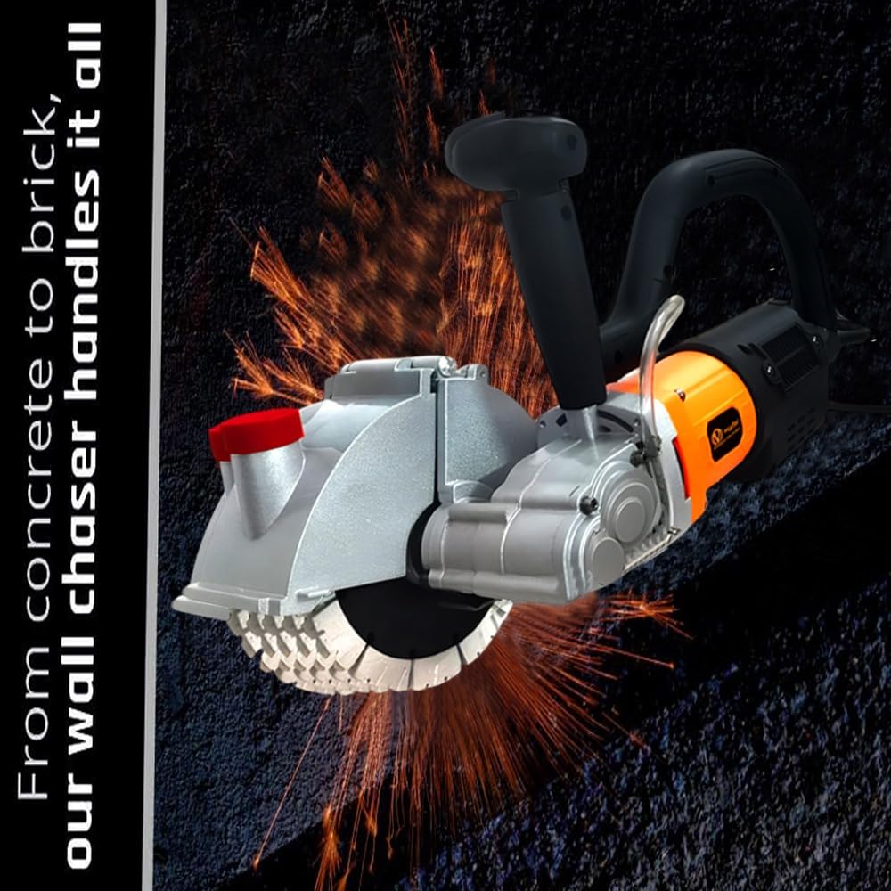 VOLTZ BWC-156 Brushless Wall chaser machine 6500W with 2 Blade groove cutting machine slotting electric wall chaser 220V, 6300 RPM marble concrete cutter Machine