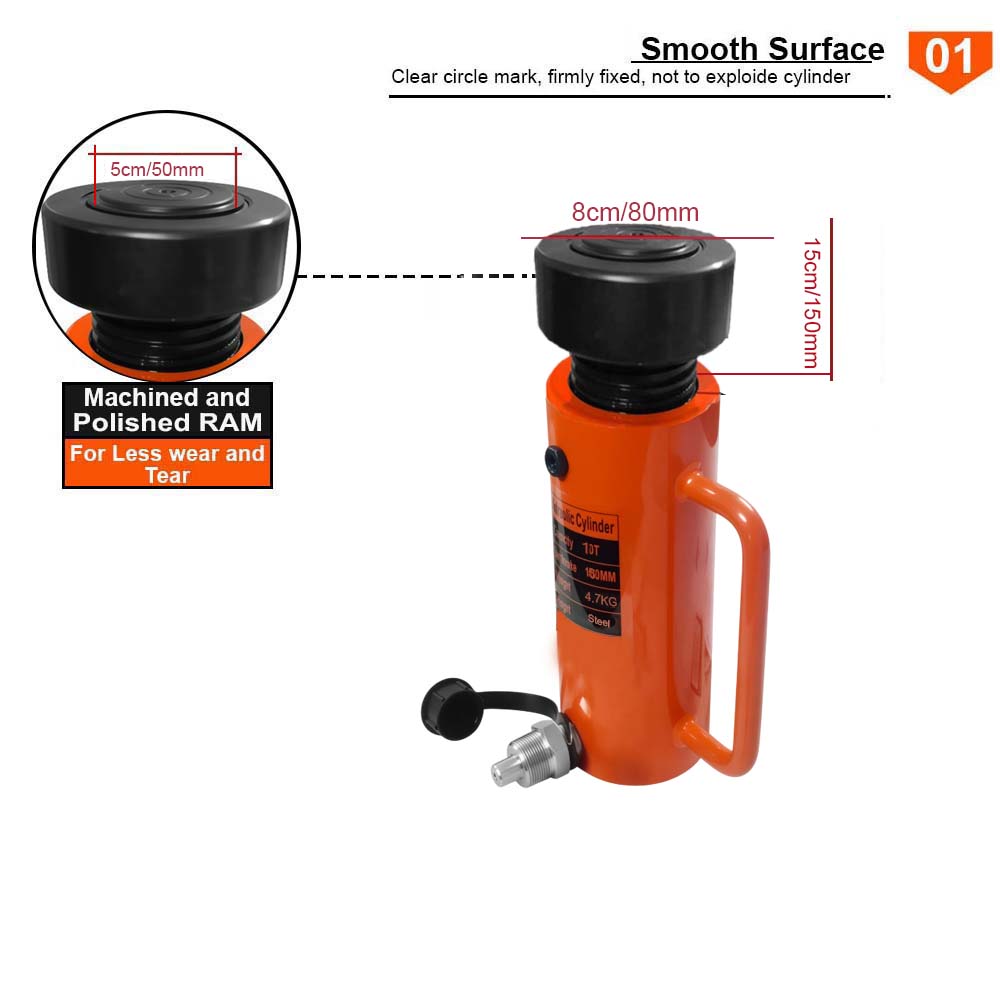 VOLTZ VZ-SN-10150 Hydraulic Lifting Jack with CP-700 Hydraulic Pump Single Acting Lock Nut lifting Stroke 150MM Lift Cylinder Jack Solid 10TON (6inch)