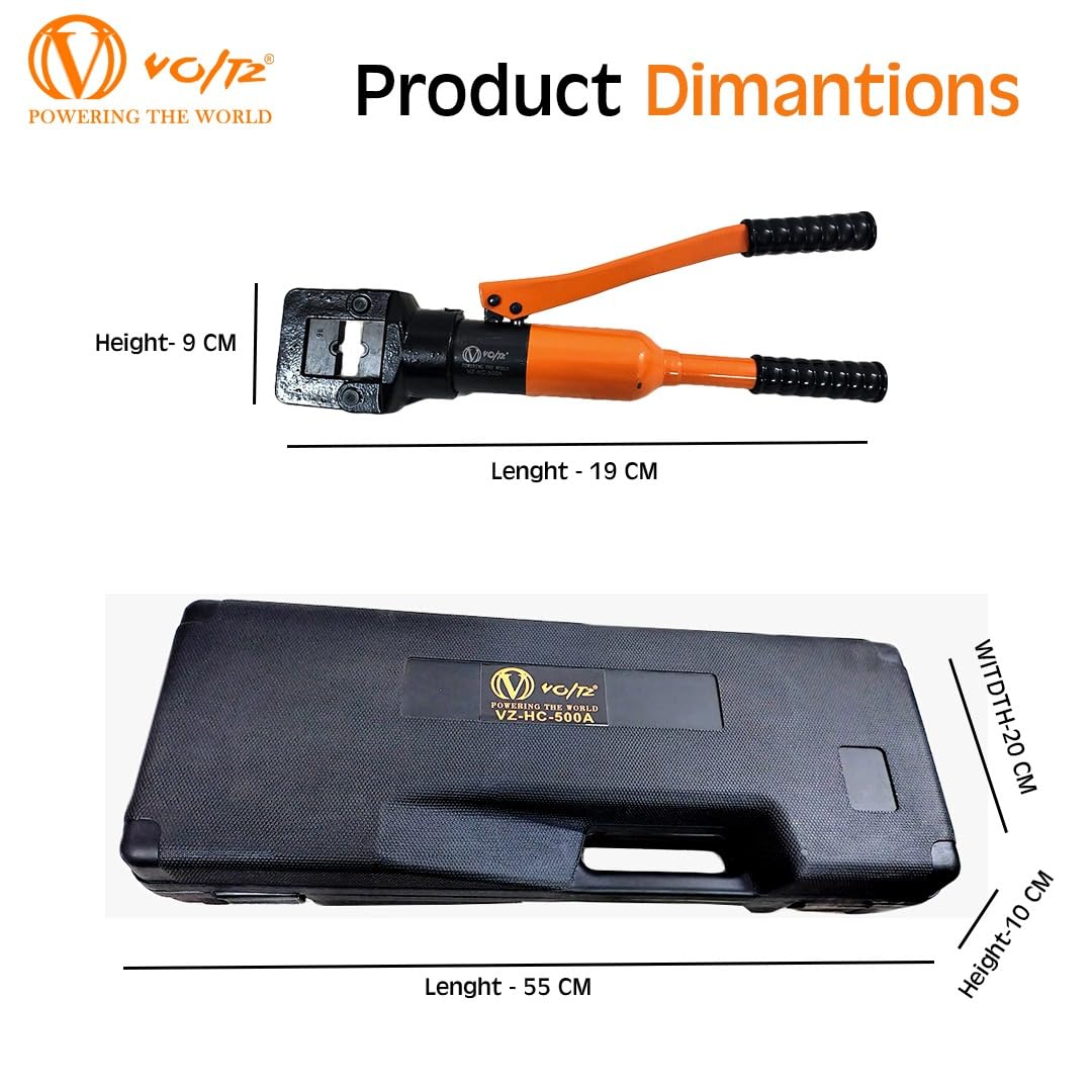 VOLTZ VZ-HC-500 10-500mm CU Hydraulic Crimping Tool, 22Ton Crimping Pressure Crimper for Copper and Aluminium Lugs Terminal New Manual Hydraulic Wire Rope Crimper