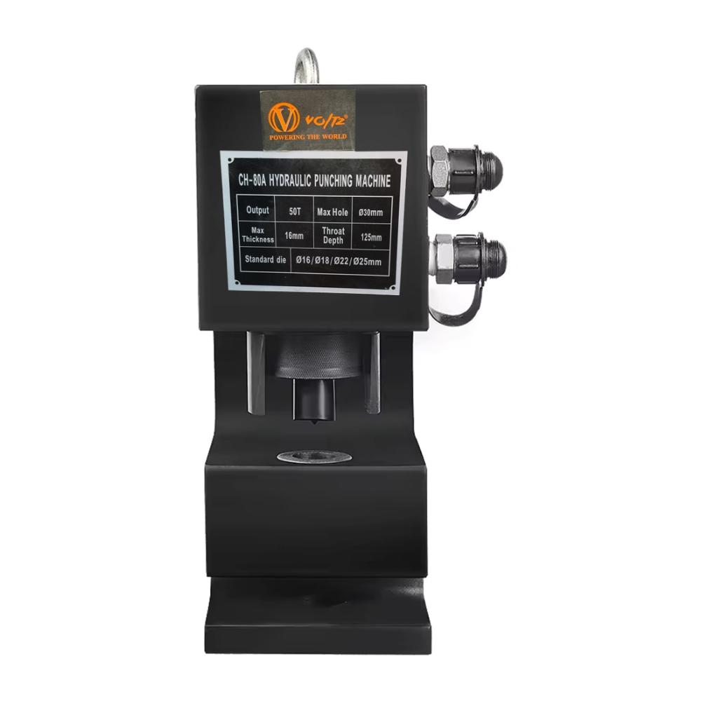 VOLTZ CH-80 Hydraulic Hole Punching Tool with VZ-DB075-D2 750w Electric Pump 50T Hole Digger Force Puncher Smooth Hole Puncher for Iron Plate Copper Bar Aluminum Stainless Steel