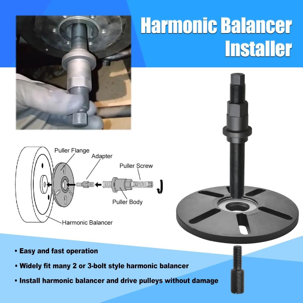 VOLTZ VZ-9009 Harmonic Balancer Puller Removal & Install Tool Kit Flywheel Remover Crankshaft Pulley Removal Installation Set Universal Harmonic Balancer, Gear Pulleys, Steering Wheel Pulling Set