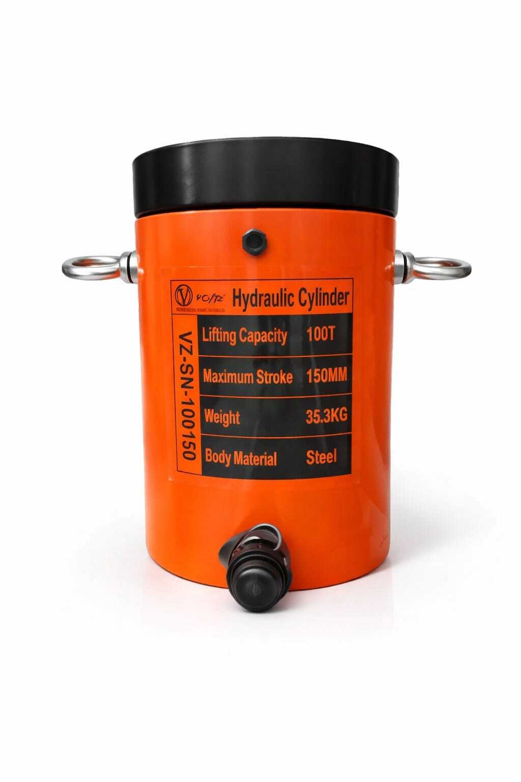 VOLTZ VZ-SN-100150 Hydraulic Lifting Jack with CP-700A Hydraulic Pump Single Acting Lock Nut lifting Stroke 150MM Lift Cylinder Jack Solid 100TON (6inch)