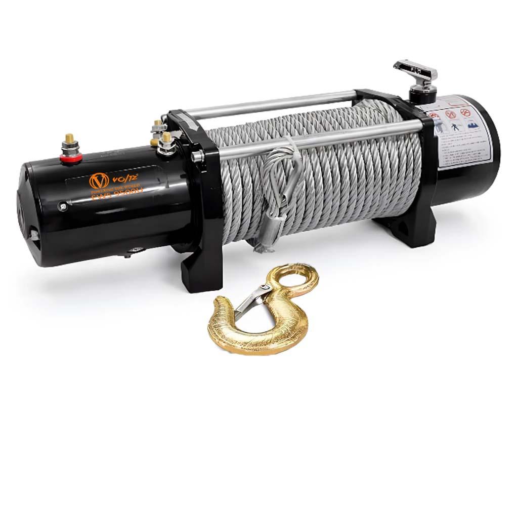 VOLTZ EWS-9500U 12VDC Electric winch with steel rope (5443kg) single line, battery-operated Remote control winch Cable (28.5M/9.3mm) alloy steel