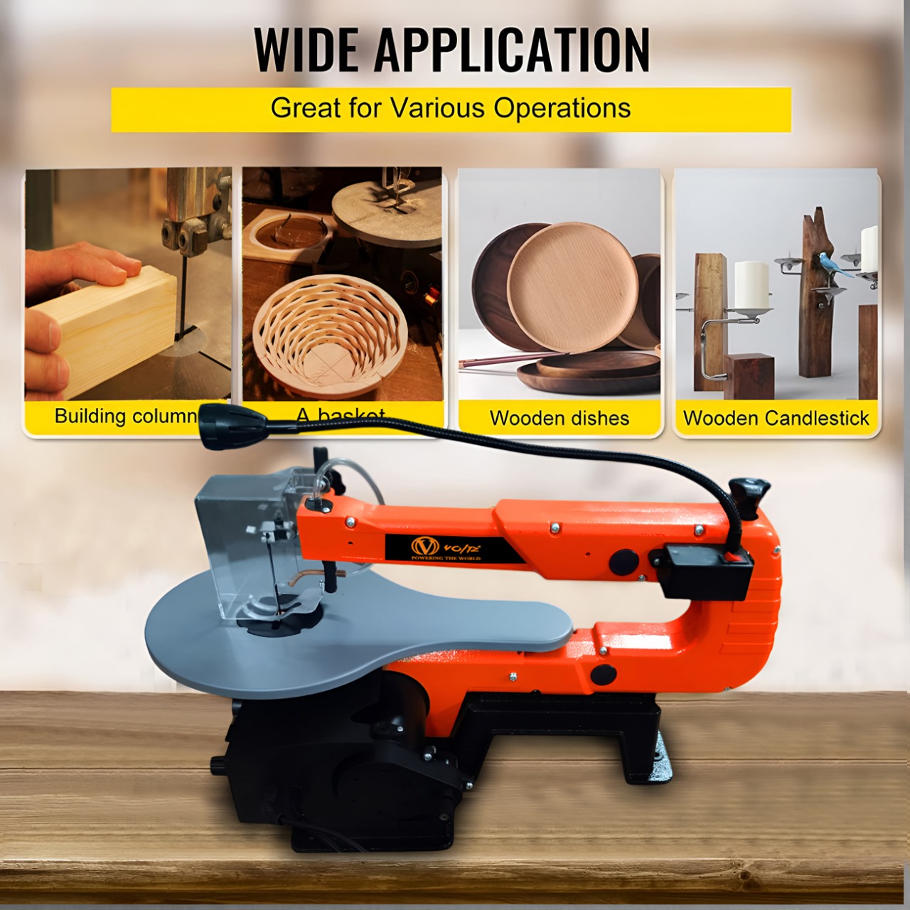 VOLTZ VZ-SS16L VRF New Electric Scroll Saw Corded Electric 16 Inch 120W with Led Light Speed adjustable Foot Switch Scroll Saw Machine