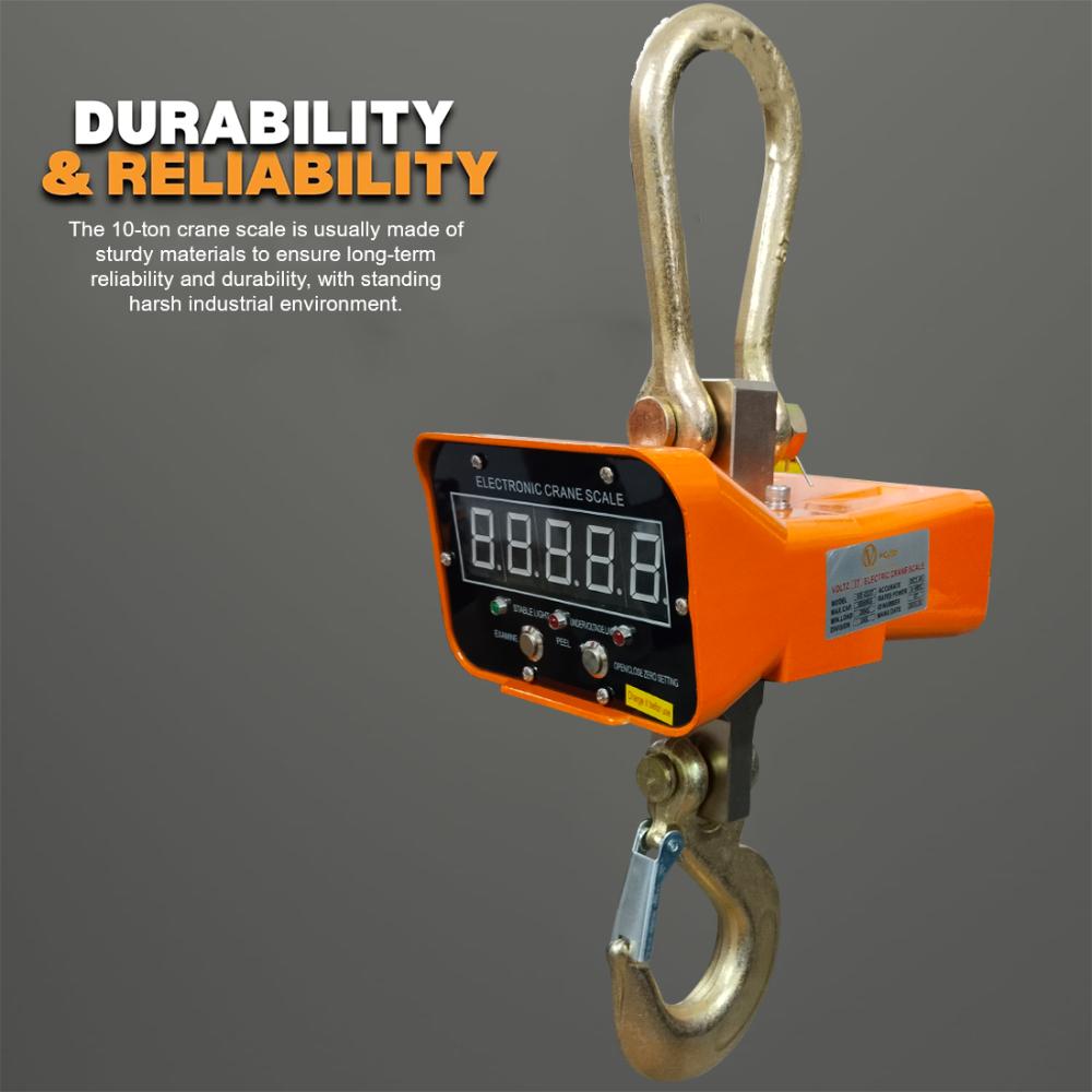 VOLTZ VZ-CS 10 Ton Digital Scale 22000lb/10000Kg Digital Hanging Scale Industrial Heavy Duty Crane Scale with Remote Control