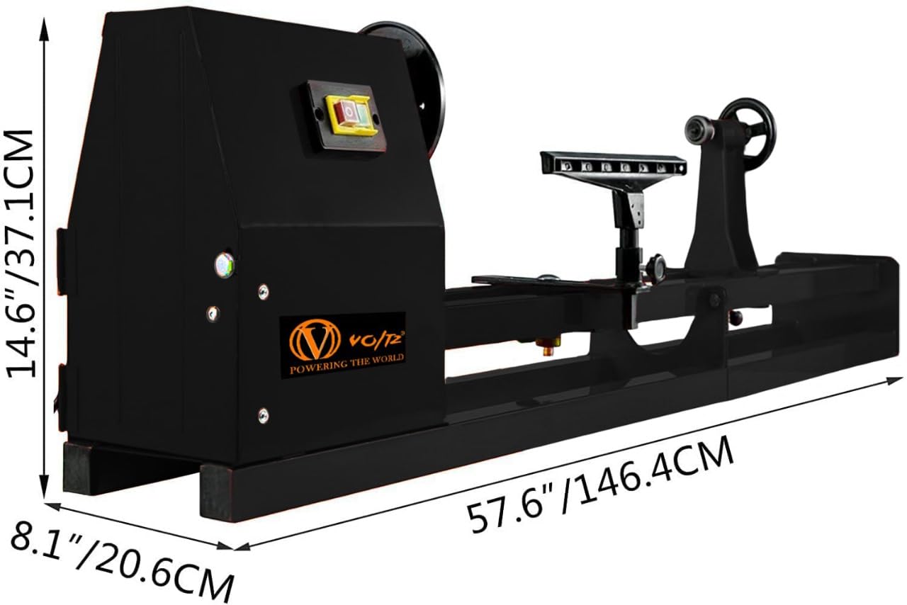 VOLTZ  MCS-1000/1 Wood Lathe Machine 4 Speeds 890/1260/1760/2600 RPM 400W Wood Lathe Machine for High Speed Sanding and Polishing of Finished Work (14 x 40 Inch)