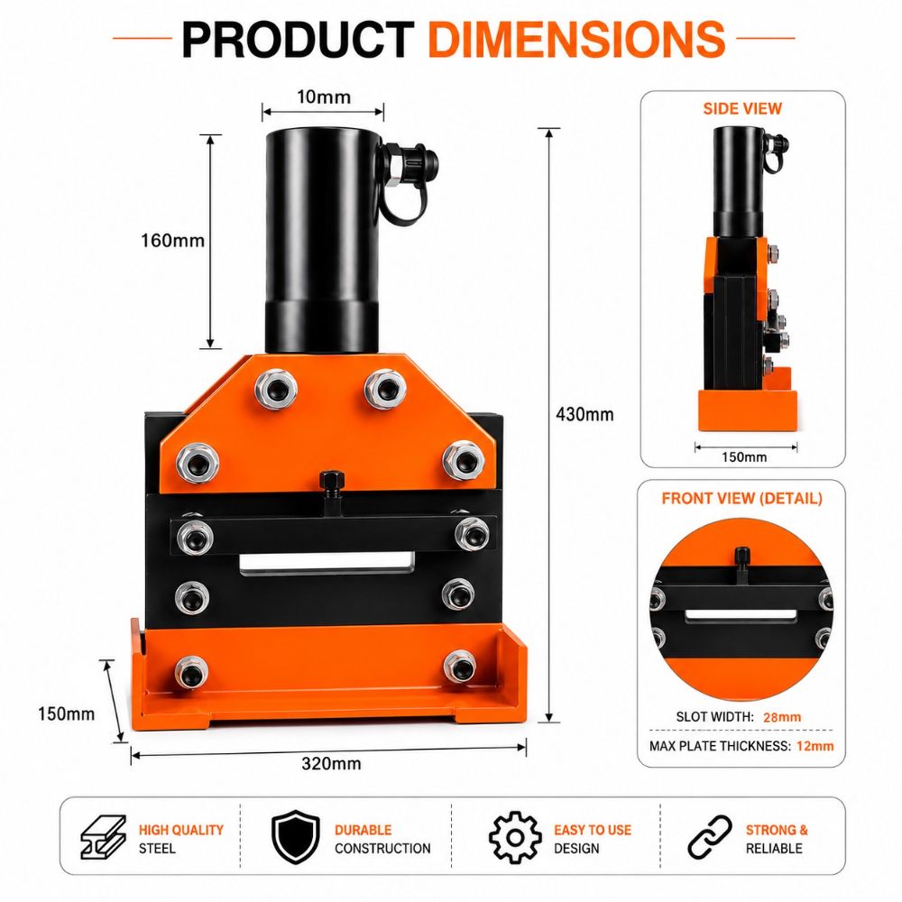 VOLTZ VBC-200 Hydraulic Copper Busbar Cutter Bus Bar Aluminum cutting Tool Sets for 12mm Max of Sheet with CP-700 Manual Hydraulic Pump