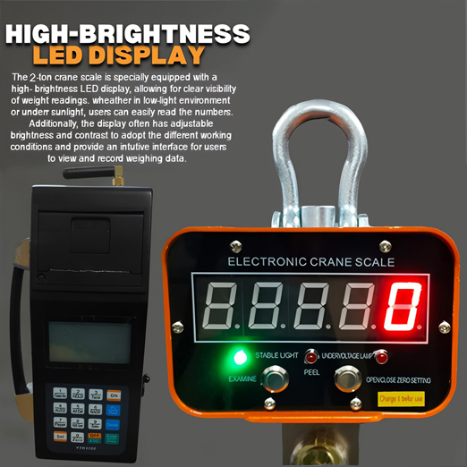 VOLTZ VZ-CS 2 Ton Digital Scale With YTK-1100 Handheld Data Printing Instrument 4400lb/2000Kg Digital Hanging Scale Industrial Heavy Duty Crane Scale with Remote Control