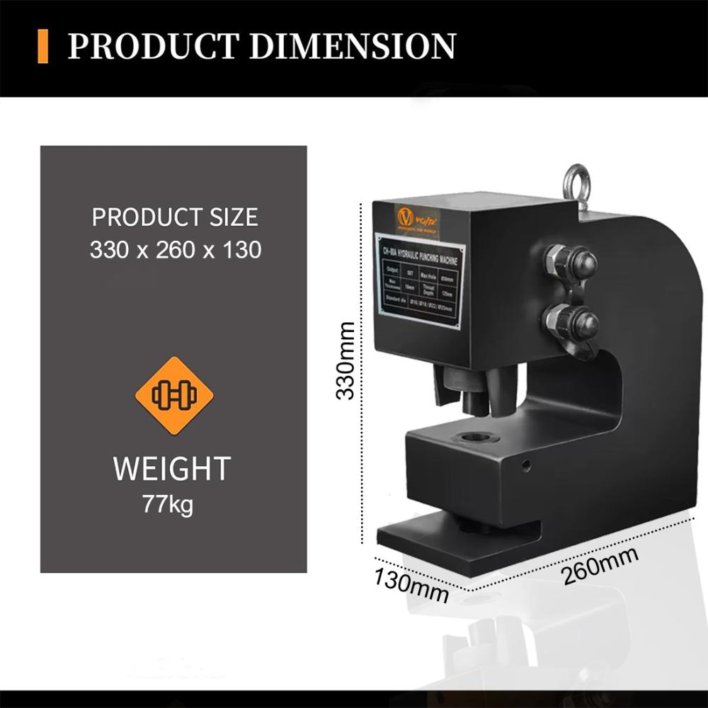 VOLTZ CH-80 Hydraulic Hole Punching Tool with VZ-DB075-D2 750w Electric Pump 50T Hole Digger Force Puncher Smooth Hole Puncher for Iron Plate Copper Bar Aluminum Stainless Steel