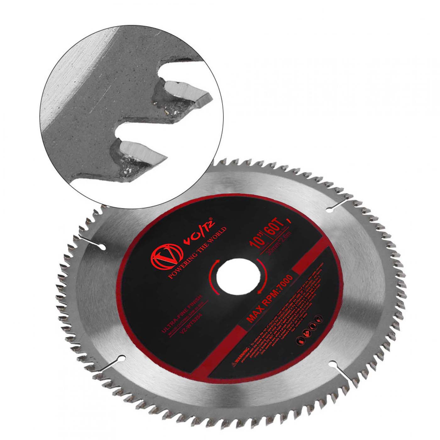 VOLTZ Table Saw Blade 254mm/10 inch, 60T Steel Wood Cutting Suitable with (VZ-WTS254 Table Saw) (Blade Pack of-1)