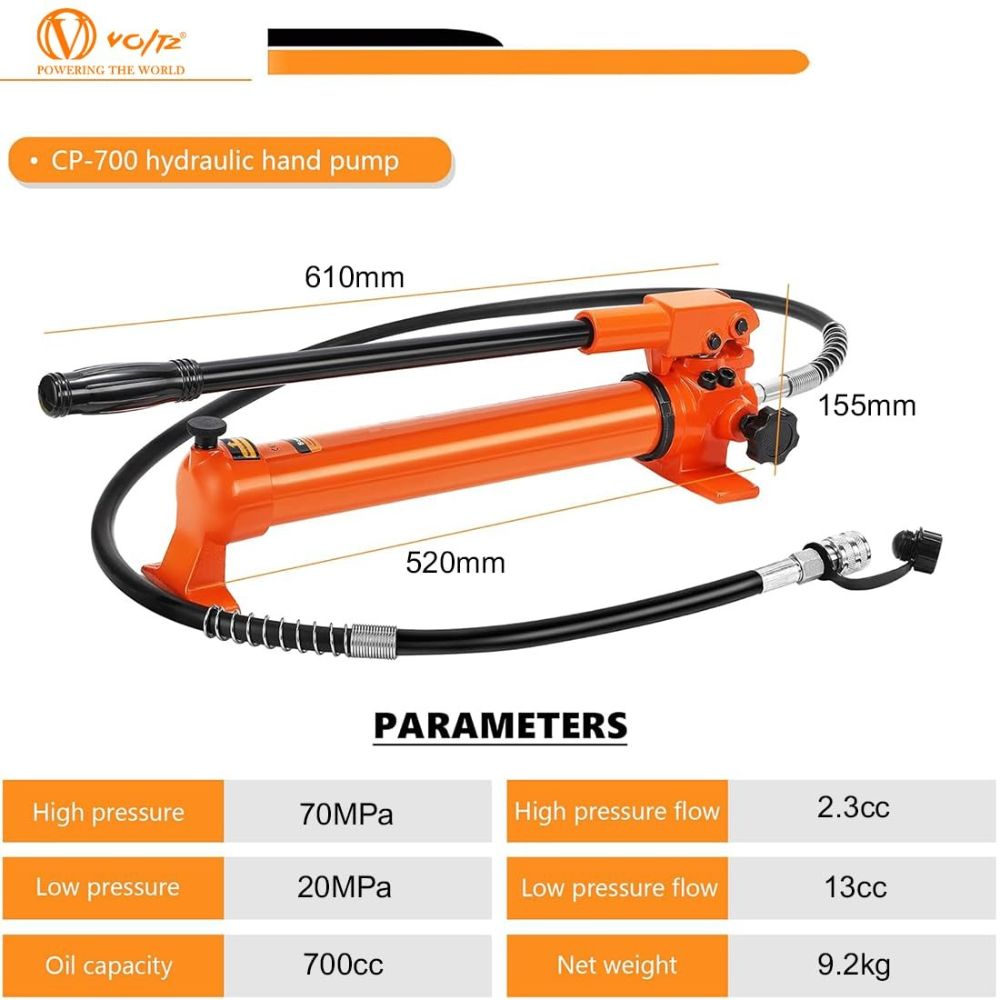 VOLTZ VBC-200 Hydraulic Copper Busbar Cutter Bus Bar Aluminum cutting Tool Sets for 12mm Max of Sheet with CP-700 Manual Hydraulic Pump