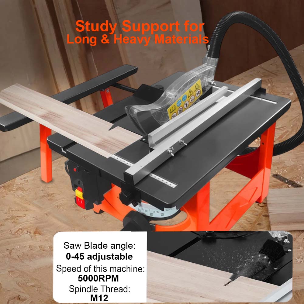 VOLTZ VZ-TS8 1200W Wood Corded Electric Table Saw 5000 Rpm Portable Steel Body Structure With 24 & 60 Teeth Blades Table Saw