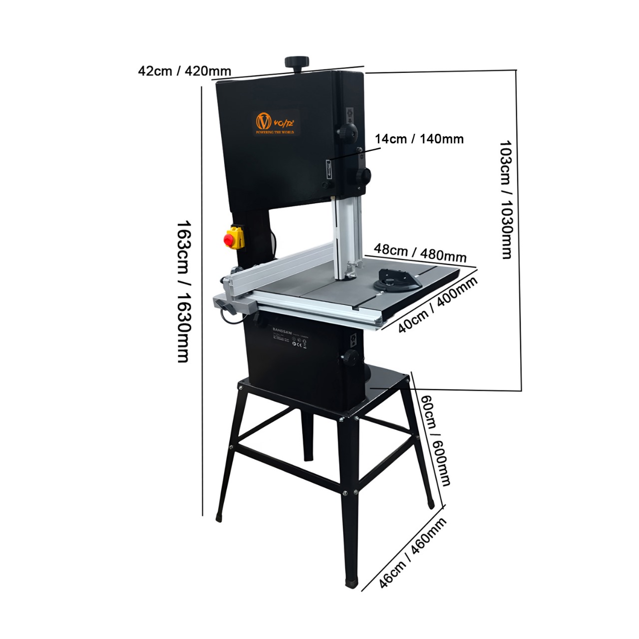 VOLTZ VZ-BS-315 12 In. 750W Benchtop Band Saw for Woodworking Machine Black (BS-12) Bandsaw