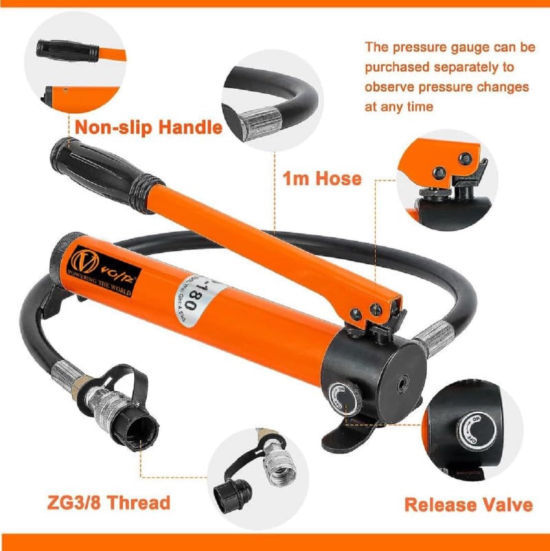 VOLTZ VZ-VHP-15T Split Hydraulic Pullers + CP 180 Hydraulic Pump Gear Puller Bearing Wheel Pulling Pumps Oil Tube Drawing Machine