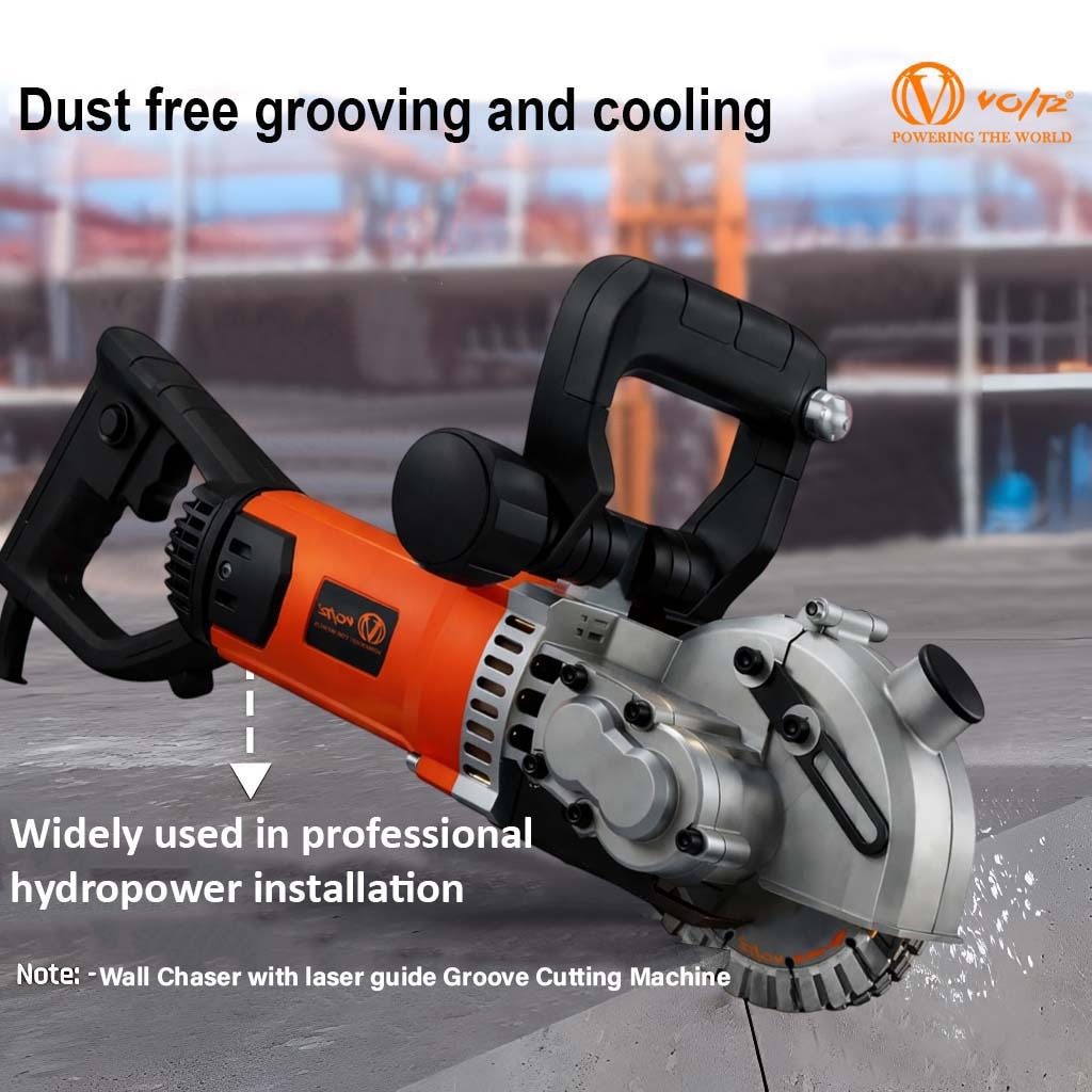 VOLTZ 125 Wall Chaser 4200W Groove Cutting Machine Wall Groove Slotting Machine Electric Brick Wall Chaser for Brick Granite Marble Concrete Cutter Notcher Groover 220V