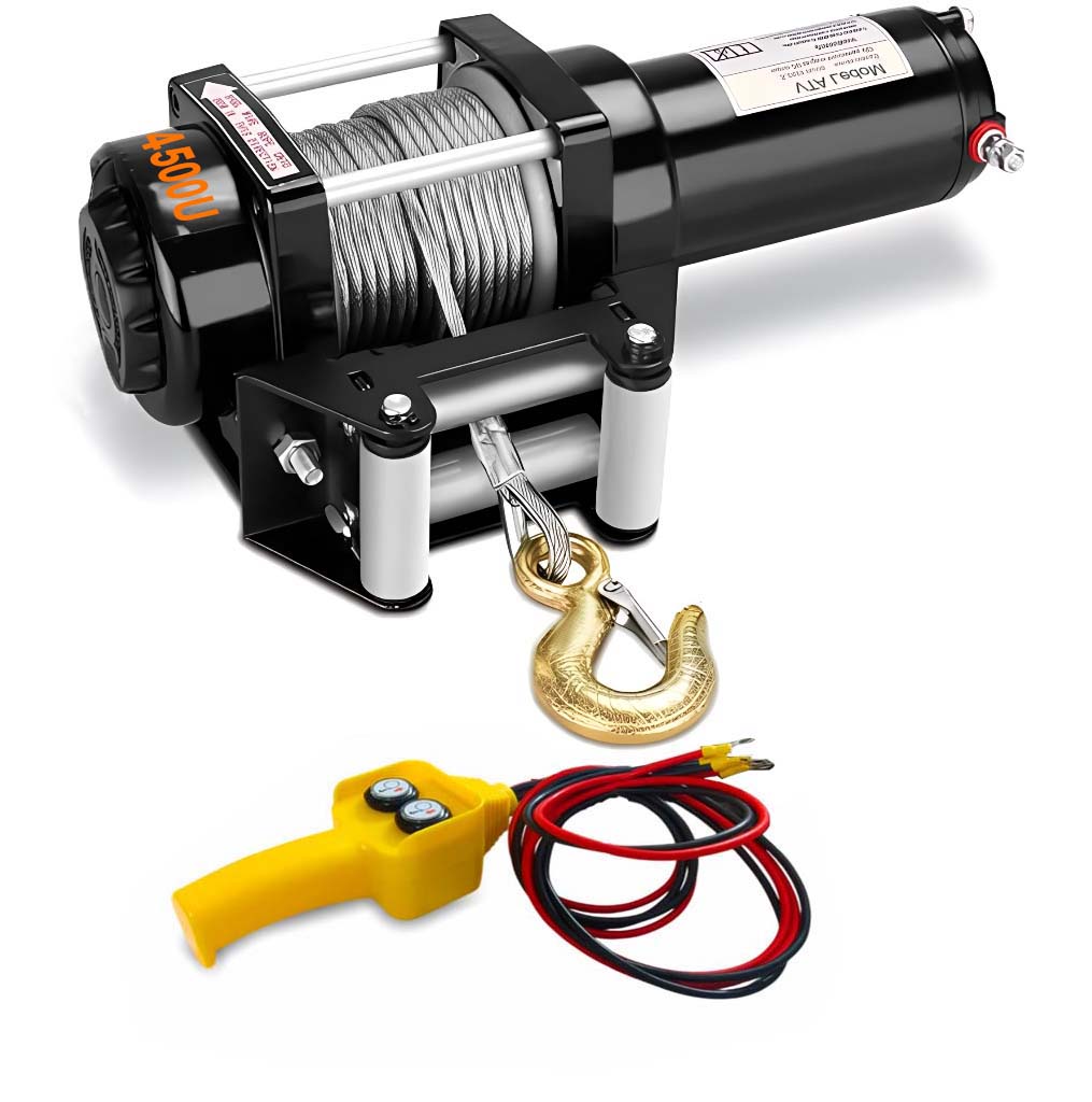 VOLTZ VZ-4500LBS 12V Electric winch with steel rope (2041kg) single line, battery-operated Remote control Cable (10M)/5.3mm alloy steel